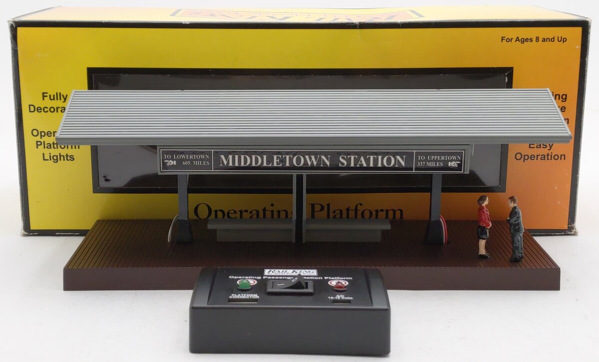 MTH 30-9107 O Gauge Middletown Operating Station Platform w/Gray Roof EX/Box