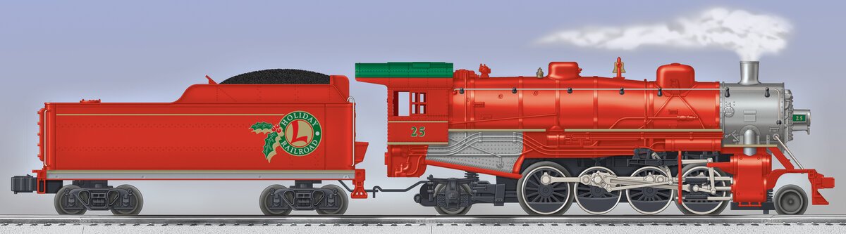 Lionel 6-28699 O Gauge Holiday Red 2-8-2 Steam Locomotive & Tender #25 NIB