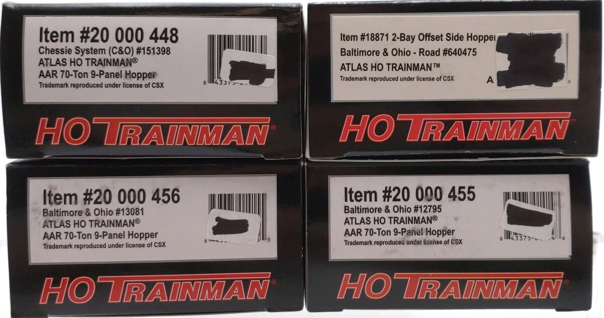 Atlas HO Scale Assorted Hopper Cars [4] LN/Box