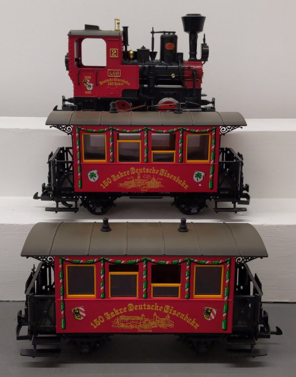 LGB 150 1835-1985 Jahre Deutsche Eisenbahn G Gauge Steam Passenger Train Set EX/Box