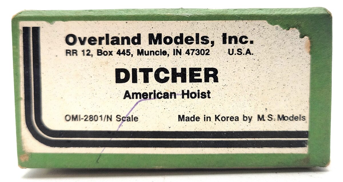 Overland 2801 BRASS N Scale Ditcher Crane Car/Box