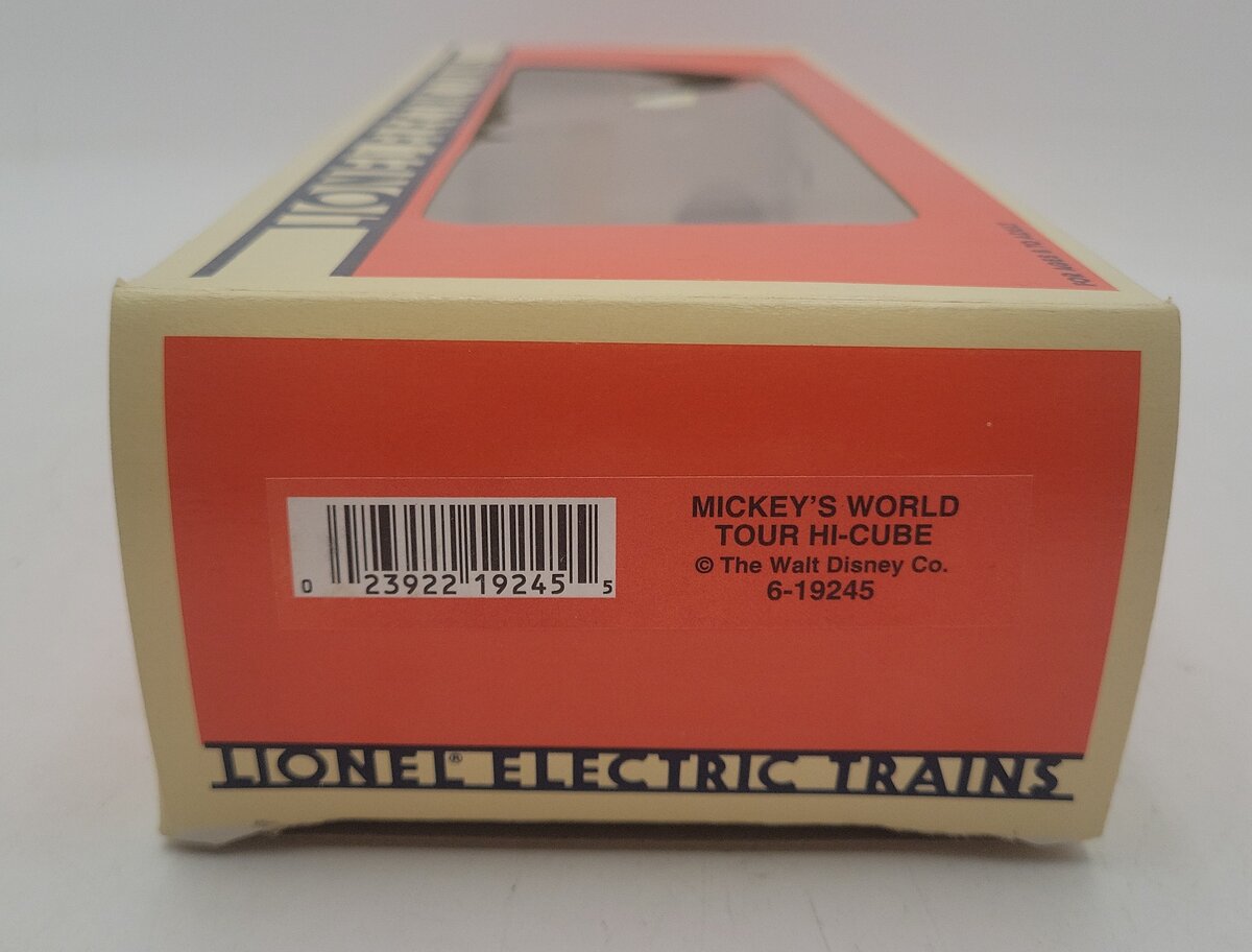 Lionel 6-19245 O Gauge Disney Mickey‘s World Tour Hi Cube Boxcar #19245 EX/Box