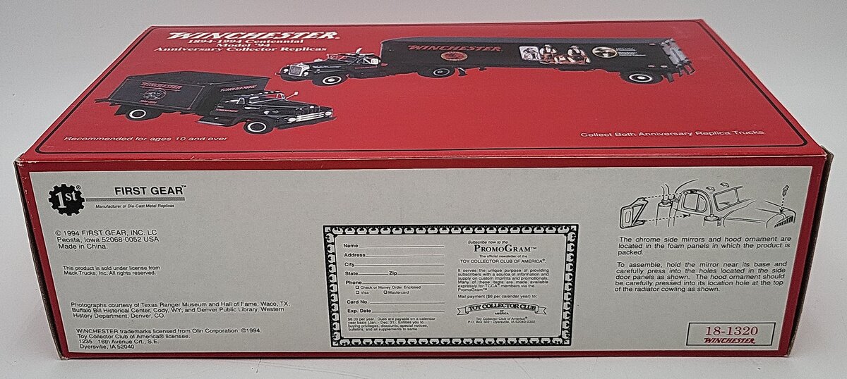Winchester Station 18-1320 Die-cast 1:34 Scale 1960 Model B-61 Tractor Trailer LN/Box