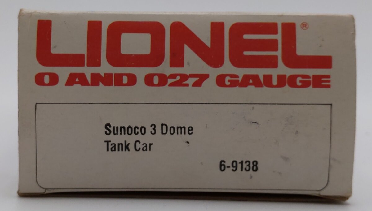Lionel 6-9138 O Gauge Sunoco Triple Dome Black Tank Car EX/Box
