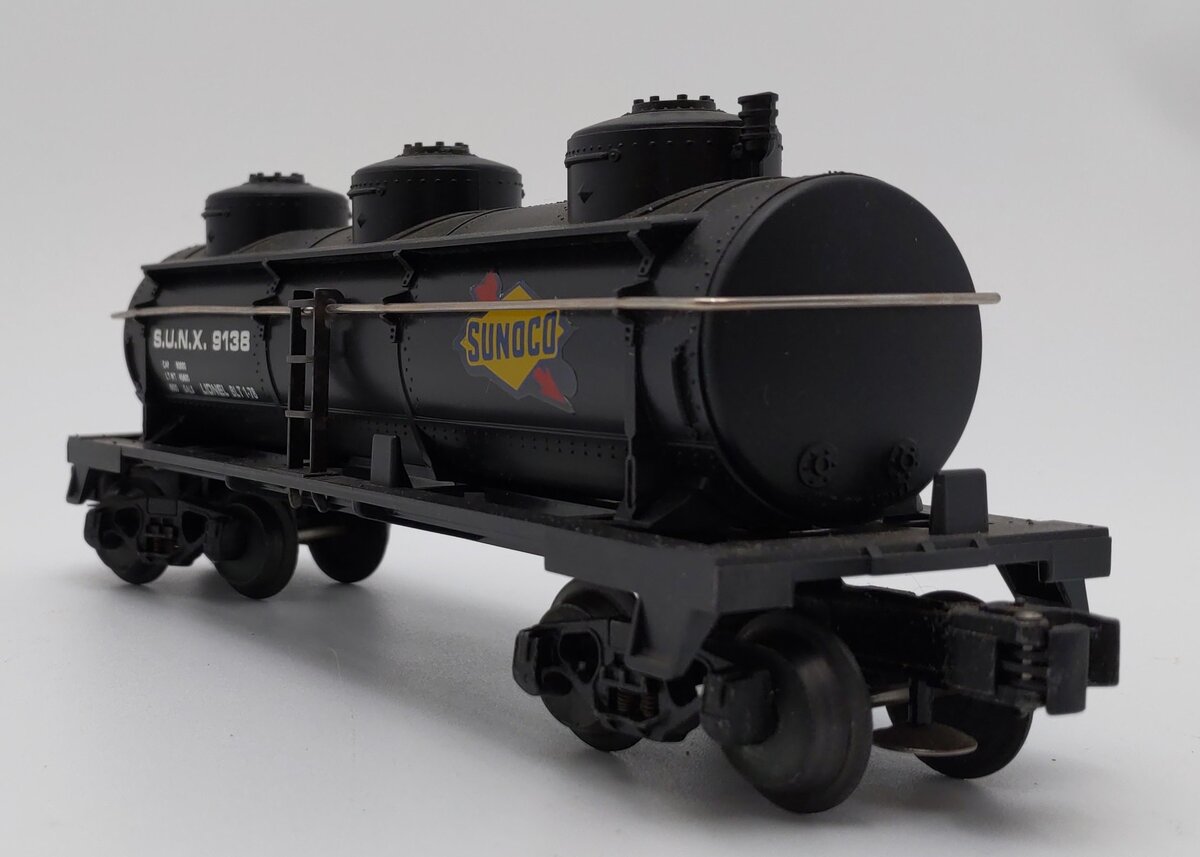 Lionel 6-9138 O Gauge Sunoco Triple Dome Black Tank Car EX/Box