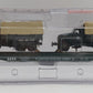 Menards 275-9200 O Scale Army Long Flatcar w/ Army Trucks #8694 MT/Box