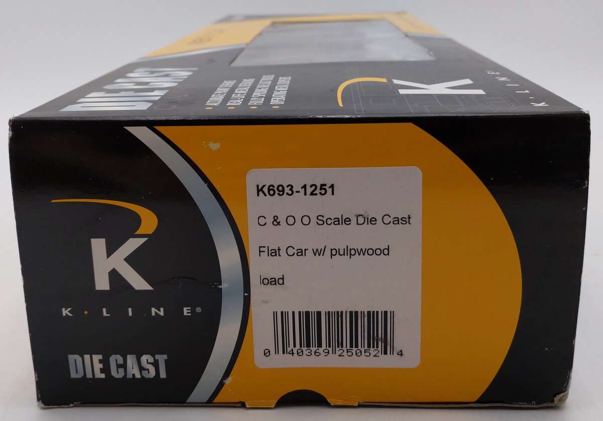 K-Line K693-1251 O Gauge C&O Diecast Flatcar # 81780 w/ Pulpwood Load EX/Box