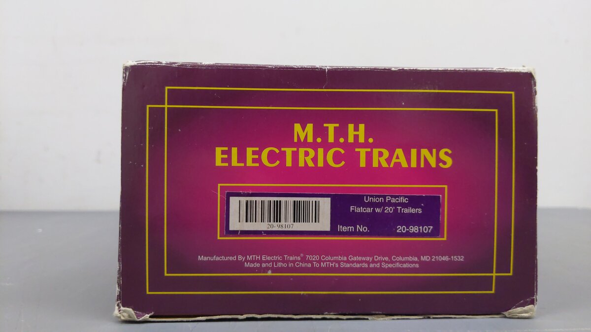 MTH 20-98107 O Gauge Union Pacific Flatcar w/2 Short Trailers #57256 EX/Box