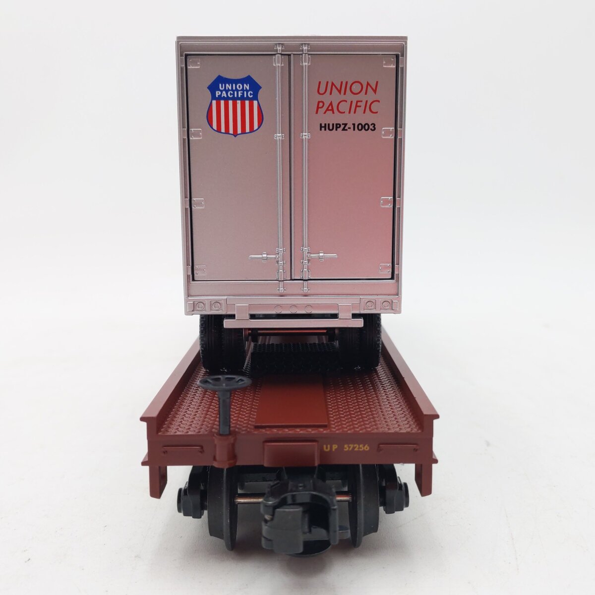 MTH 20-98107 O Gauge Union Pacific Flatcar w/2 Short Trailers #57256 EX/Box