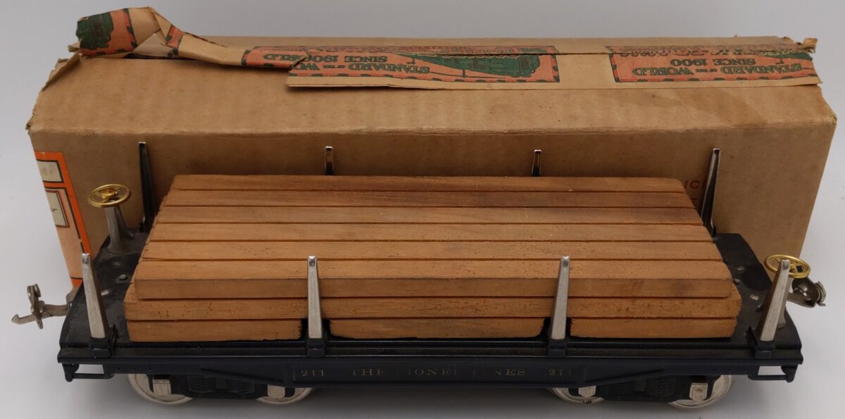 Lionel 211 Vintage Standard Gauge Lionel Lines Flatcar with Stakes VG/Box