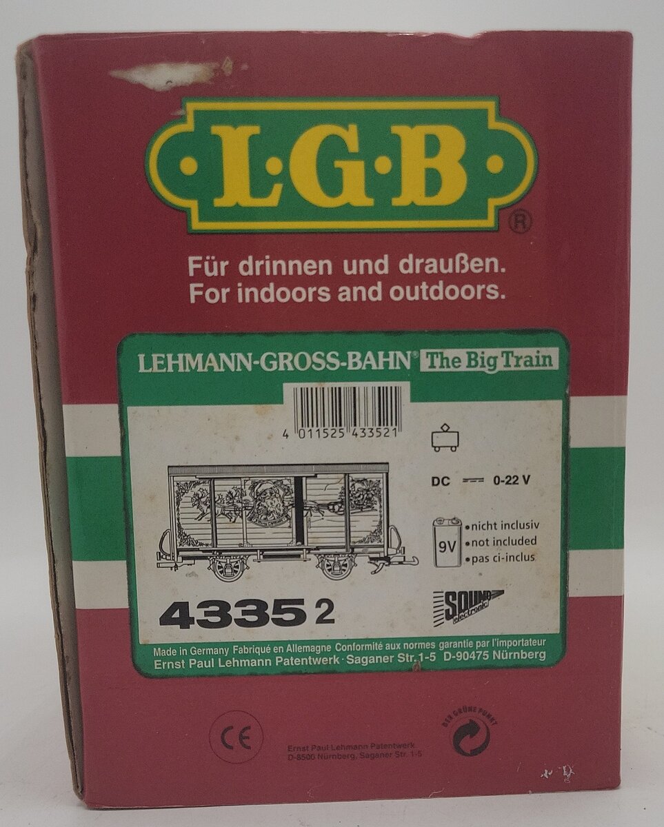 LGB 43352 G Scale Merry Christmas Sound Boxcar EX/Box