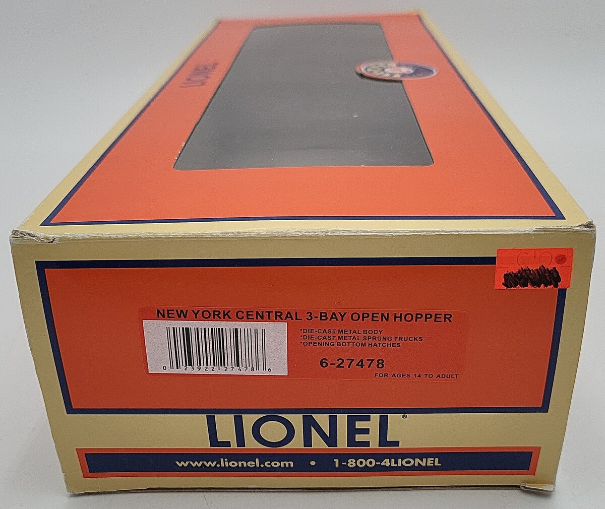Lionel 6-27478 New York Central 3-Bay Open Hopper #922155 EX/Box