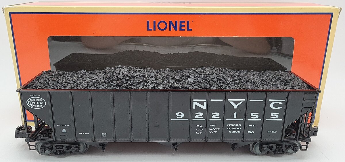 Lionel 6-27478 New York Central 3-Bay Open Hopper #922155 EX/Box