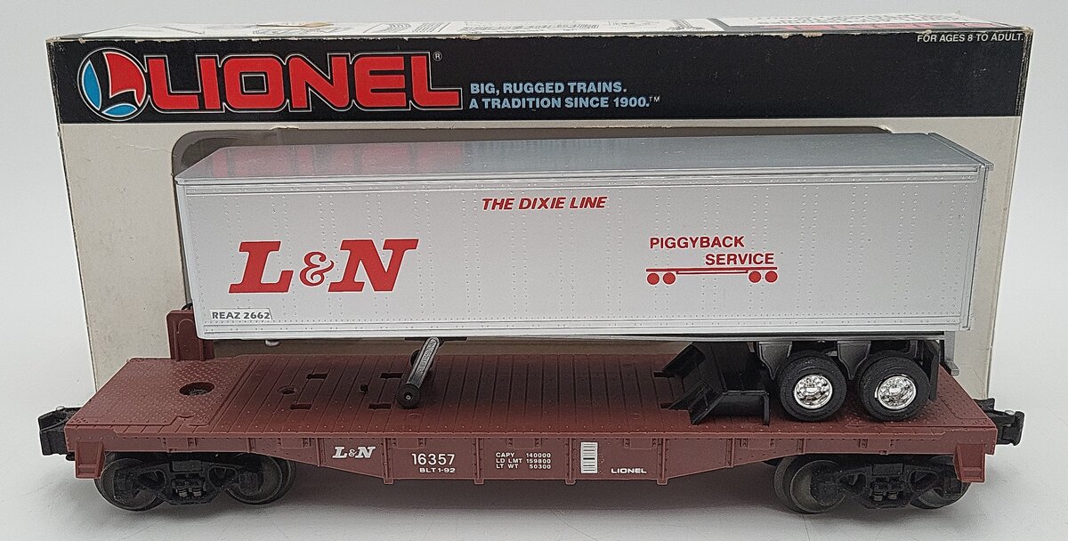 Lionel 6-16357 O Gauge Louisville and Nashville Flatcar w/Trailer VG/Box