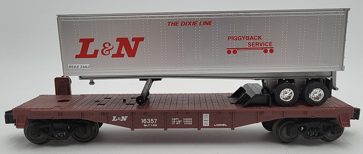 Lionel 6-16357 O Gauge Louisville and Nashville Flatcar w/Trailer VG/Box