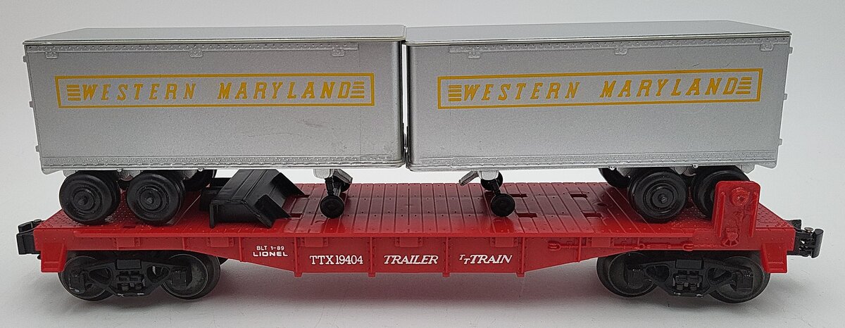 Lionel 6-19404 O Gauge Western Maryland Flatcar with Trailers #19404 EX/Box