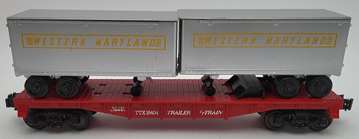 Lionel 6-19404 O Gauge Western Maryland Flatcar with Trailers #19404 EX/Box