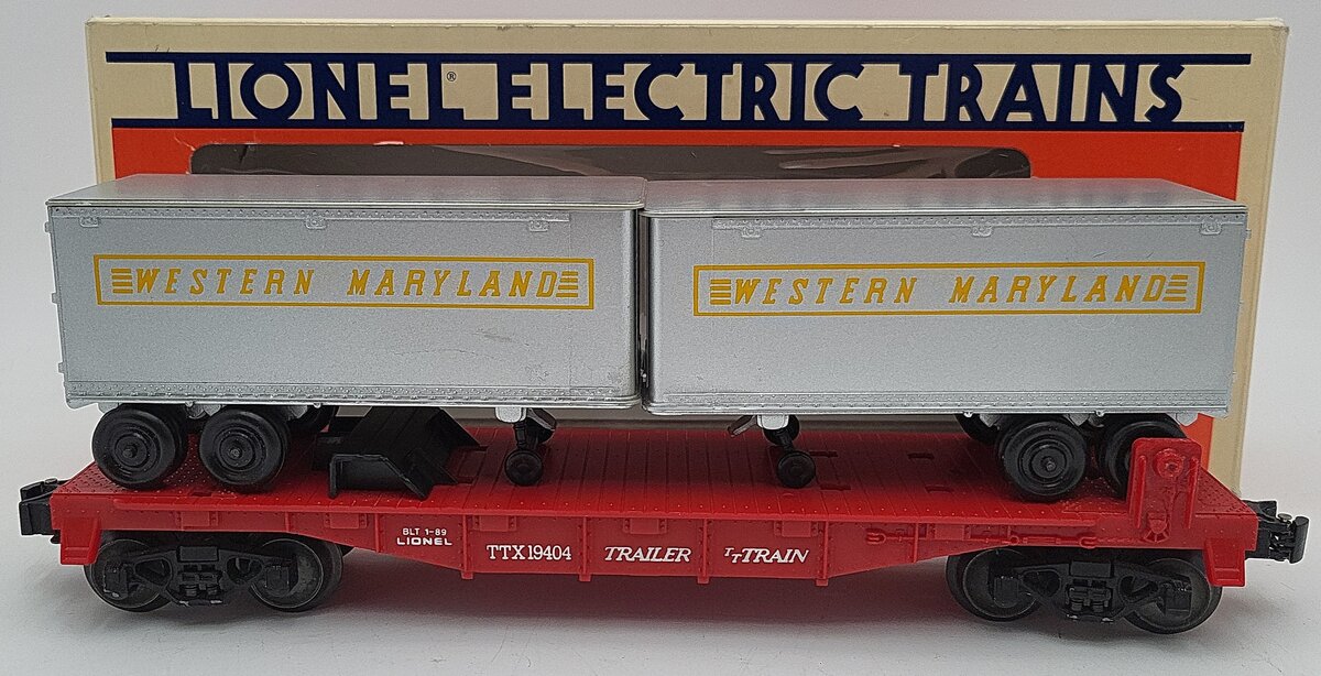 Lionel 6-19404 O Gauge Western Maryland Flatcar with Trailers #19404 EX/Box