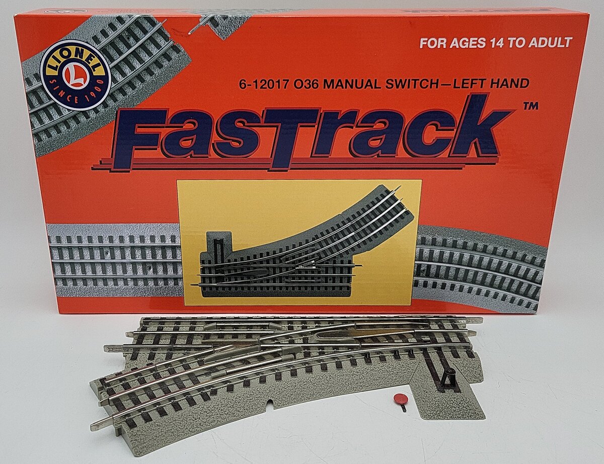 Lionel 6-12017 O36 FasTrack Left Hand Manual Switch Turnout EX/Box