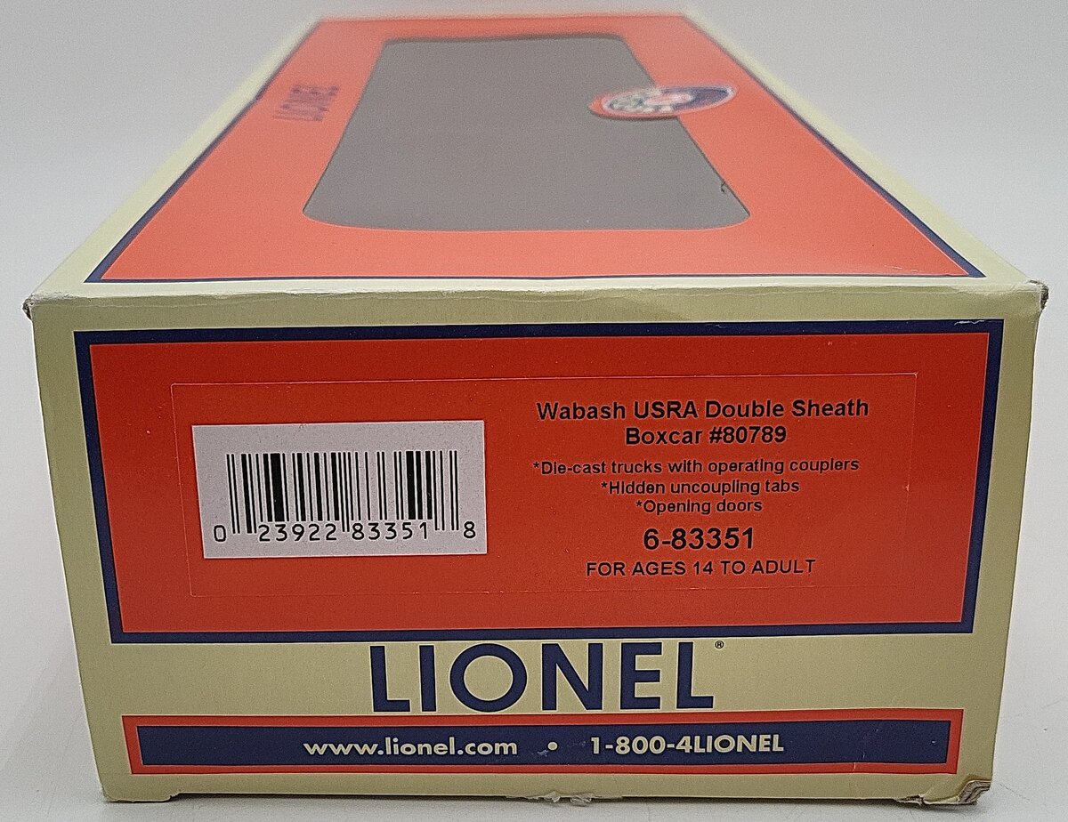 Lionel 6-83351 O Gauge Wabash Double Door Sheath Boxcar #80789 EX/Box