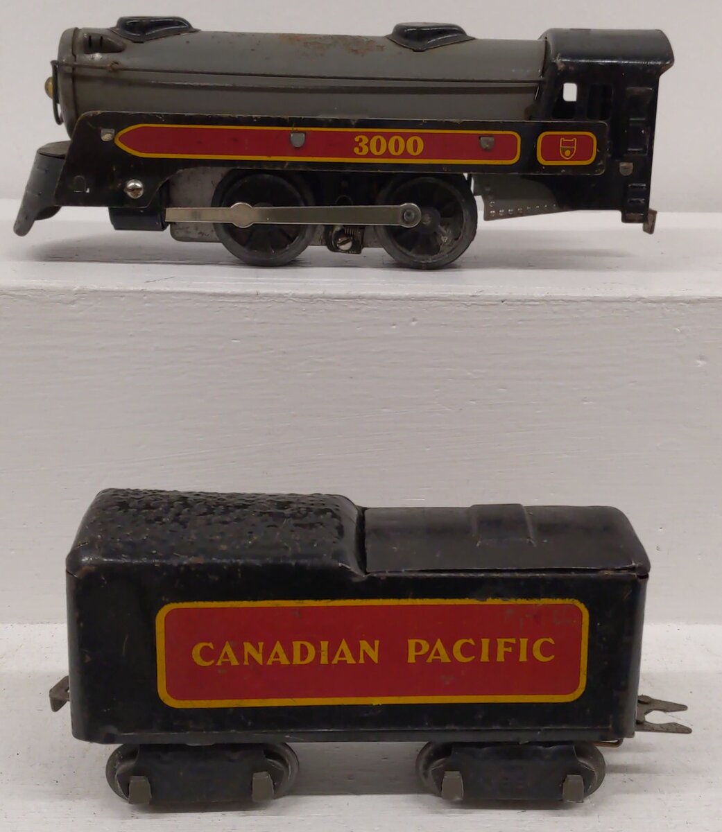 Marx 1937 Vintage O Canadian Pacific 3000 0-4-0 Steam Locomotive & Tender VG