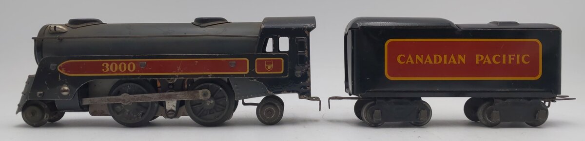 Marx 3000 Vintage O Canadian Pacific 2-4-2 Steam Locomotive with Tender VG