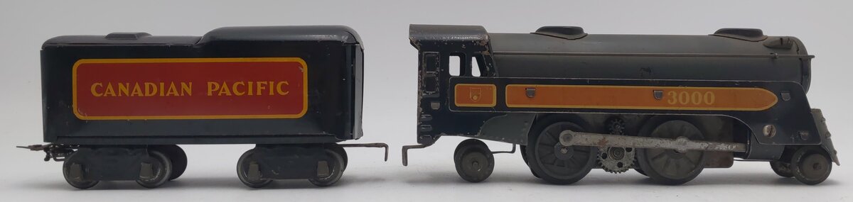 Marx 3000 Vintage O Canadian Pacific 2-4-2 Steam Locomotive with Tender VG