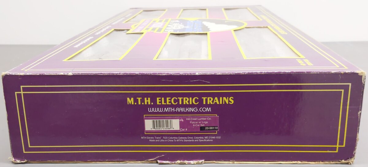 MTH 20-98119 O Gauge Hill Crest Lumber Co. Flat Car Set with Logs (Set of 6) EX/Box