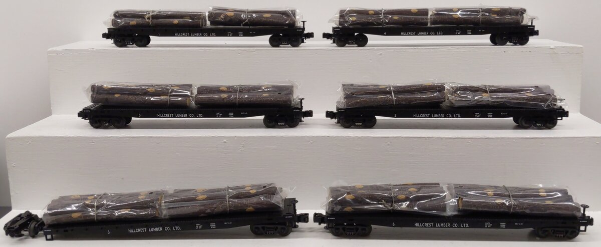 MTH 20-98119 O Gauge Hill Crest Lumber Co. Flat Car Set with Logs (Set of 6) EX/Box