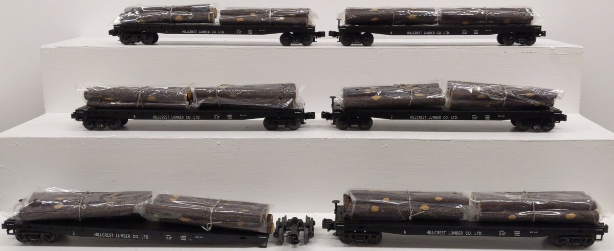 MTH 20-98119 O Gauge Hill Crest Lumber Co. Flat Car Set with Logs (Set of 6) EX/Box