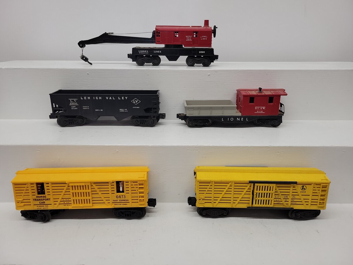 Lionel Vintage O Gauge Train Cars 25000, 6119, 6473, 6656 & 6560 [5] VG