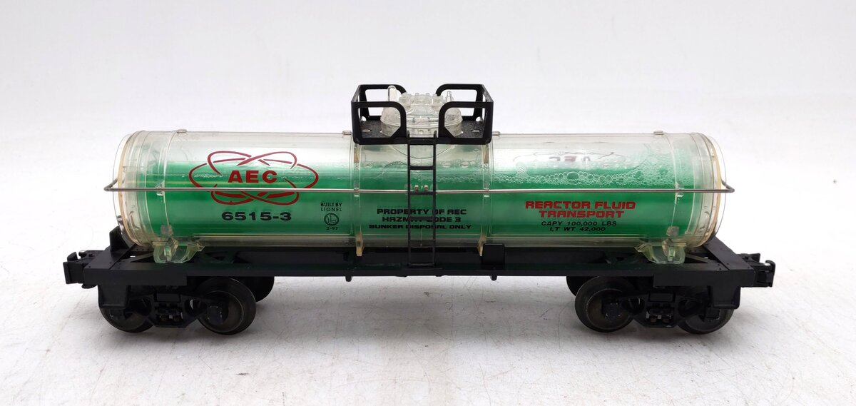 Lionel 6-16155 O Gauge AEC Reactor Fluid Tank Car #6515-3 (Green) EX