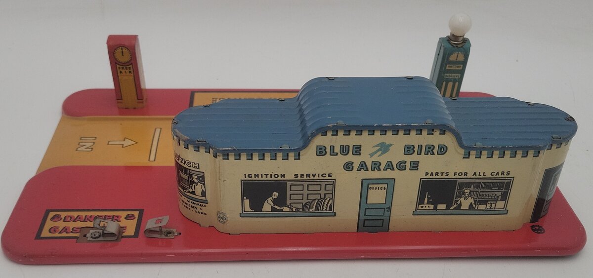Marx Vintage Blue Bird Garage & Car Wash Service Station VG