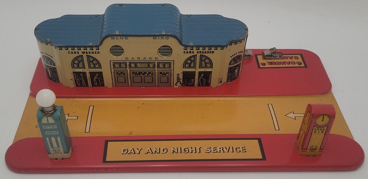 Marx Vintage Blue Bird Garage & Car Wash Service Station VG