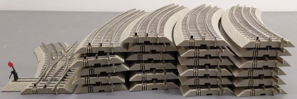 Lionel O Gauge Fastrack Curved Track Sections & Left Hand Switch Turnout (24) VG