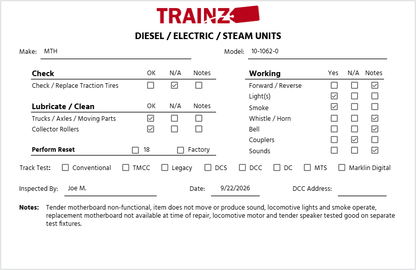 MTH 10-1062-1 O Gauge Tinplate No. 263 Steam Locomotive & Tender w/PS1 EX/Box