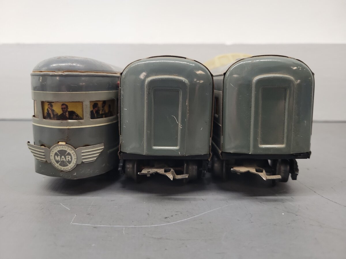 Marx Vintage O New York Central Gray Metal 234 Vista Dome,234 Coach & Meteor [3] VG