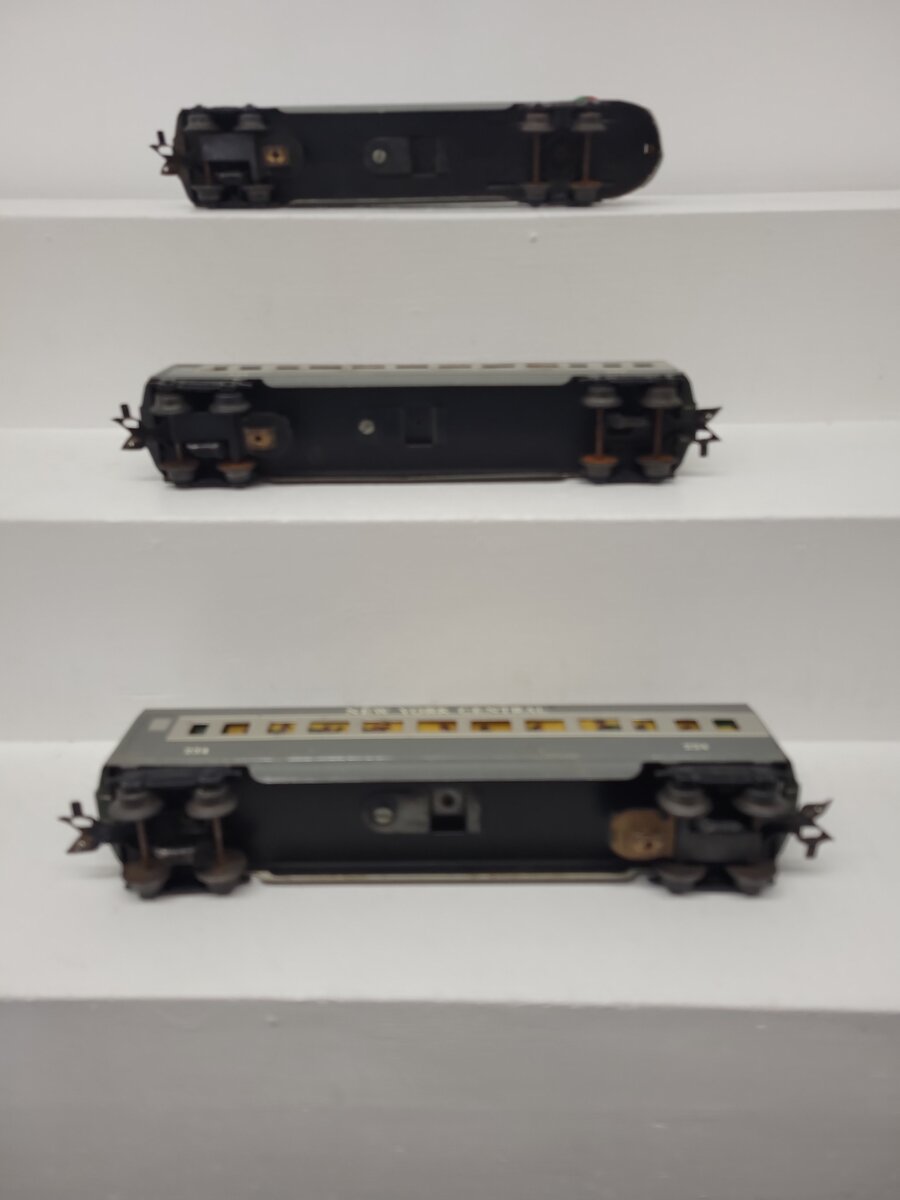 Marx Vintage O New York Central Gray Metal 234 Vista Dome,234 Coach & Meteor [3] VG
