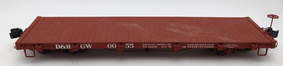 AMS AM31-321 1:20.3 Scale D&RGW Flatcar #6055 (Metal Wheels) EX