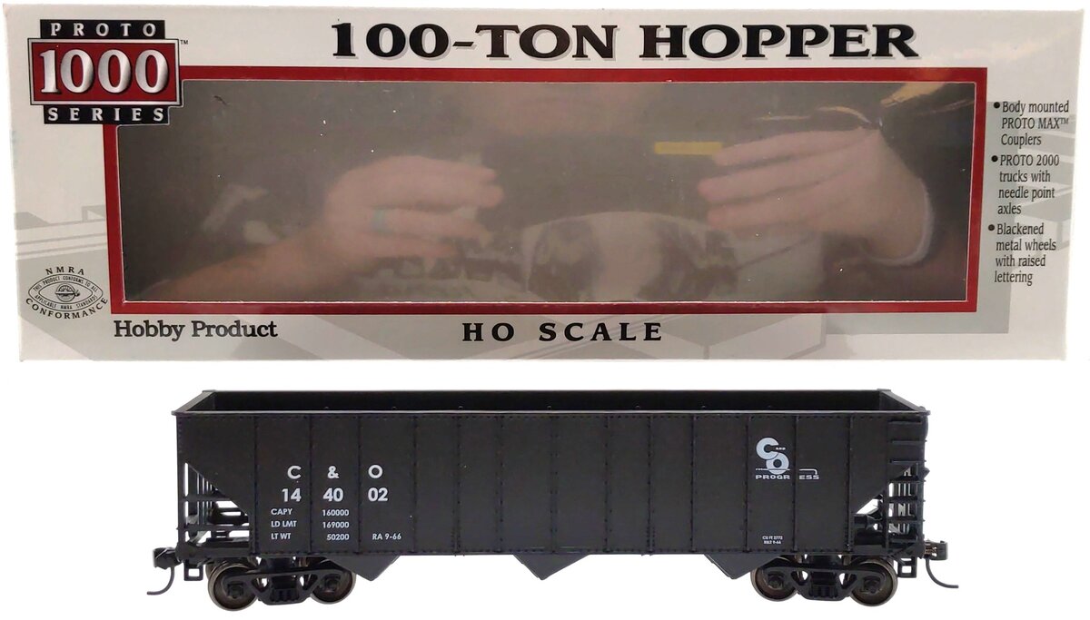 Proto 1000 920-37008 HO Scale C&O 100T Hopper Car #144002 LN/Box