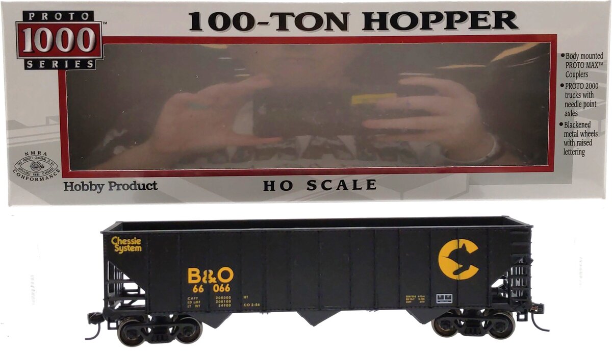 Proto 1000 920-37010 HO Scale Chessie/B&O 100T Hopper Car #66066 LN/Box