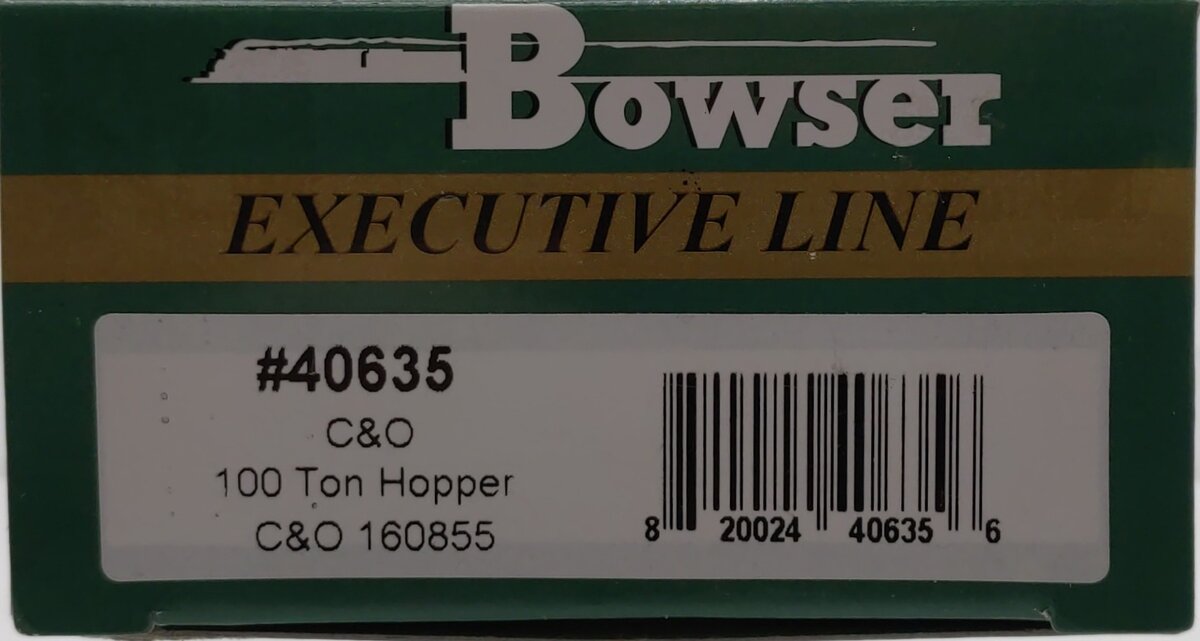 Bowser 40635 HO Scale C&O/Chessie 100-Ton Hopper #160855 EX/Box