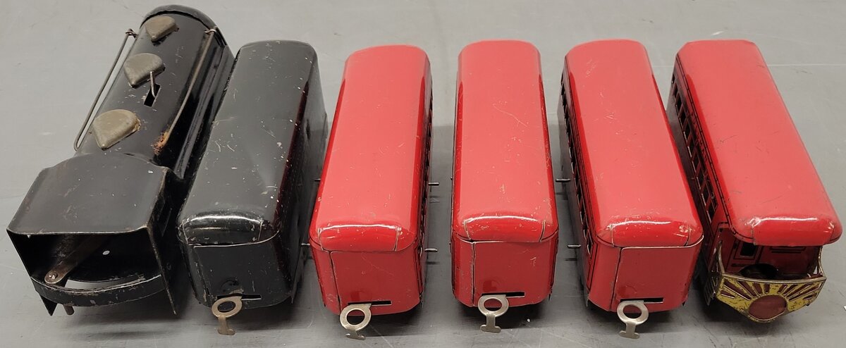Marx 3893 Vintage O NYC 0-4-0 Steam Locomotive w/ Tender & Passenger Cars/Box