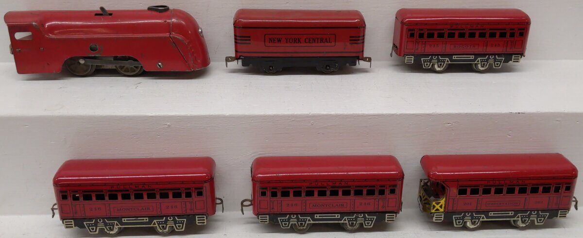 Marx 3893 Vintage O NYC 0-4-0 Steam Locomotive w/ Tender & Passenger Cars VG