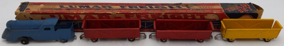 Marx Vintage Toy Steel Lumar Freight Steam Locomotive Freight Set VG/Box