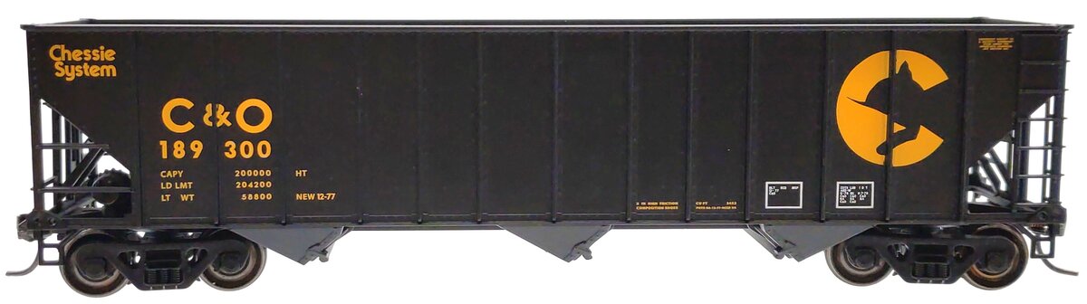Bowser 40686 HO Chessie System Chesapeake & Ohio R-T-R 100-Ton Hopper #189300 LN/Box