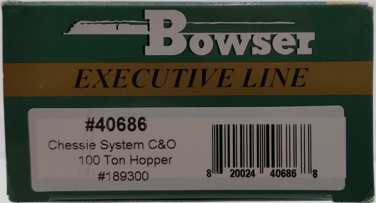 Bowser 40686 HO Chessie System Chesapeake & Ohio R-T-R 100-Ton Hopper #189300 LN/Box