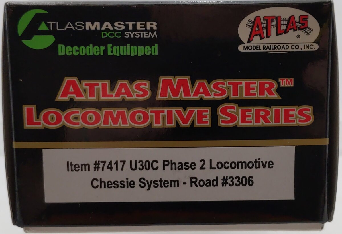 Atlas 7417 HO Scale Chessie/C&O U30C Phase 2 Locomotive #3306 w/DCC EX/Box