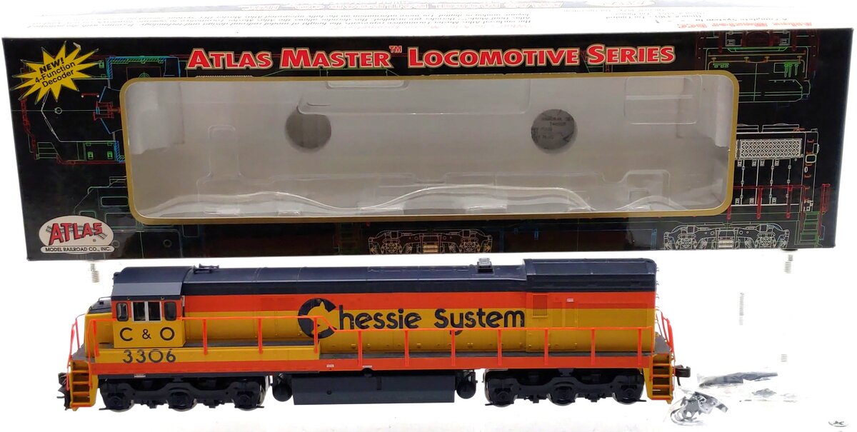 Atlas 7417 HO Scale Chessie/C&O U30C Phase 2 Locomotive #3306 w/DCC EX/Box