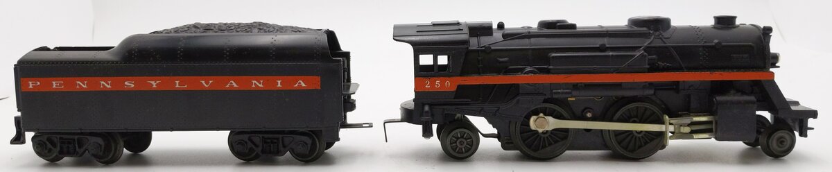 Lionel 250 Vintage O Pennsy Orange Stripe 2-4-2 Steam Loco with 250T Tender VG